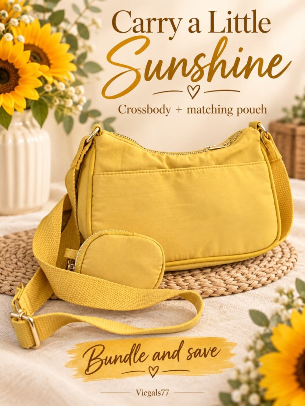 NWT Wild Fable Yellow 3-in-1 Shoulder Crossbody Bag With Coin Pouch